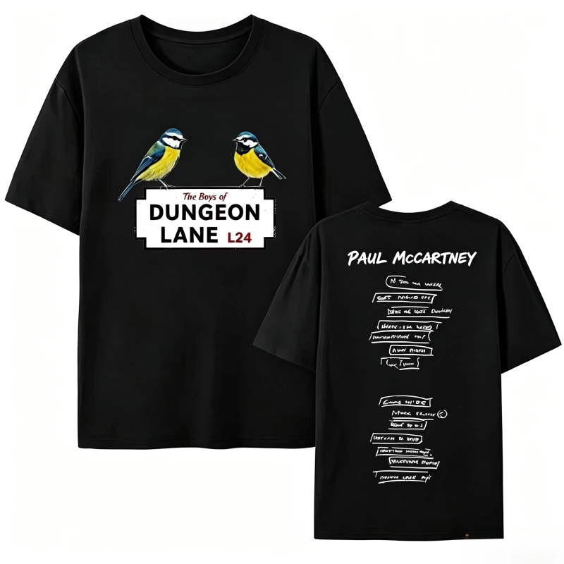 Street Fashion For Boy - 2026年新作人気商品 夏 ダンジョンレーンの少年たち ポール・マッカートニー新作アルバムTシャツ_ニュートラルコットン半袖ストリートウェア