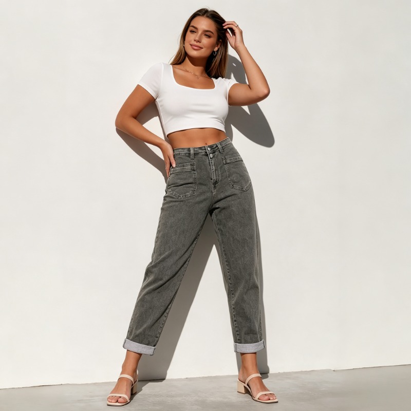 Street Fashion Jeans Women - レディース プラスサイズ アメリカン ハイストリート ヘビーウェイト フレアジーンズ