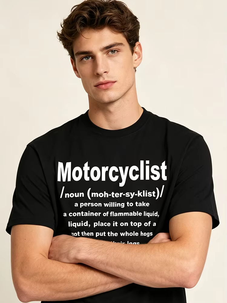 Street Fashion Now - 2026年最新メンズカジュアルクルーネック半袖Tシャツ、面白いバイクグラフィックプリント、夏のファッションストリートウェアデイリートップTシャツ