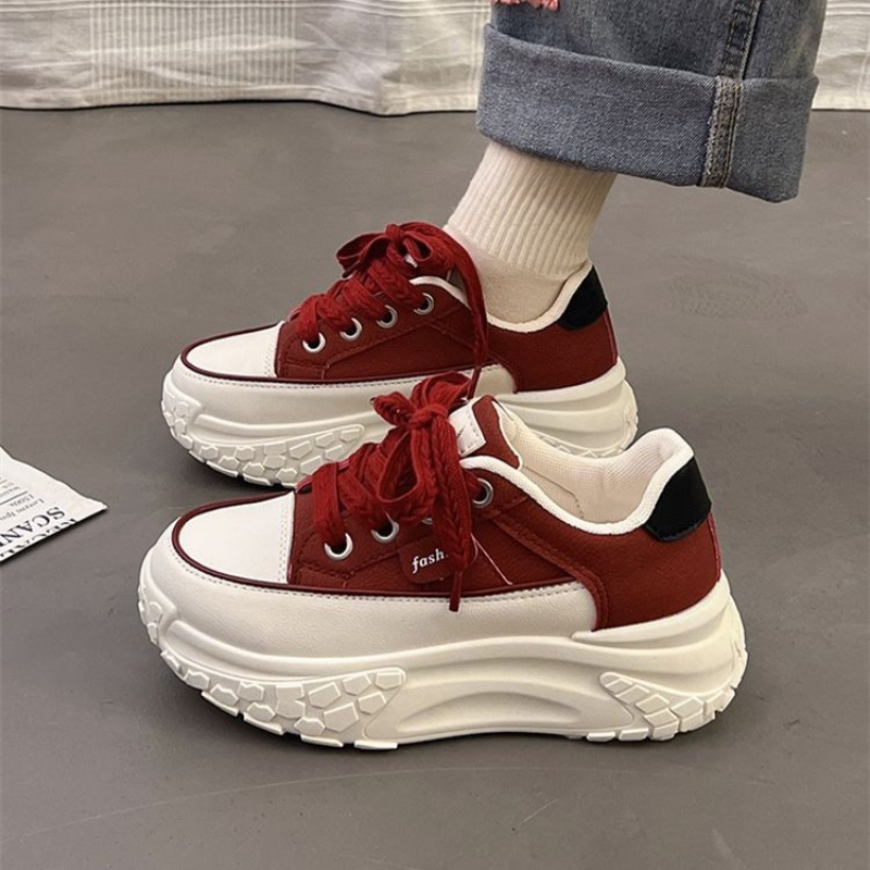 Chunky Sneaker Platform - 春のチャンキーホワイトスニーカー、厚底プラットフォームシューズ、5cmヒールブースト、ユニセックスカジュアルスニーカー、ジムやアウトドアに最適 ​