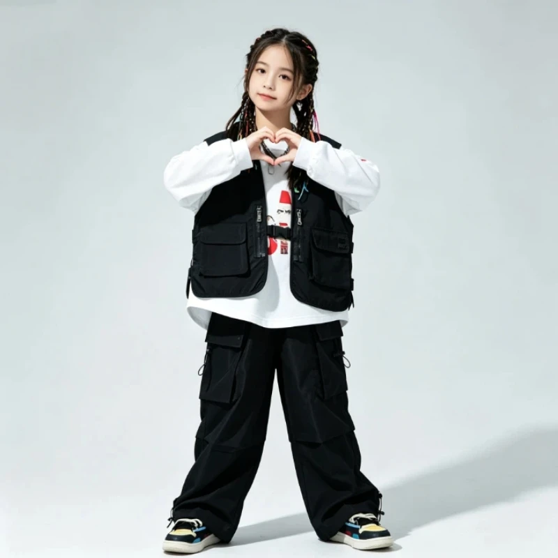 Street Fashion For Boy - ストリートダンス衣装男の子女の子ヒップホップジャズダンス衣装ベストパンツ3点セットファッションステージ滑走路パフォーマンスダンスウェア