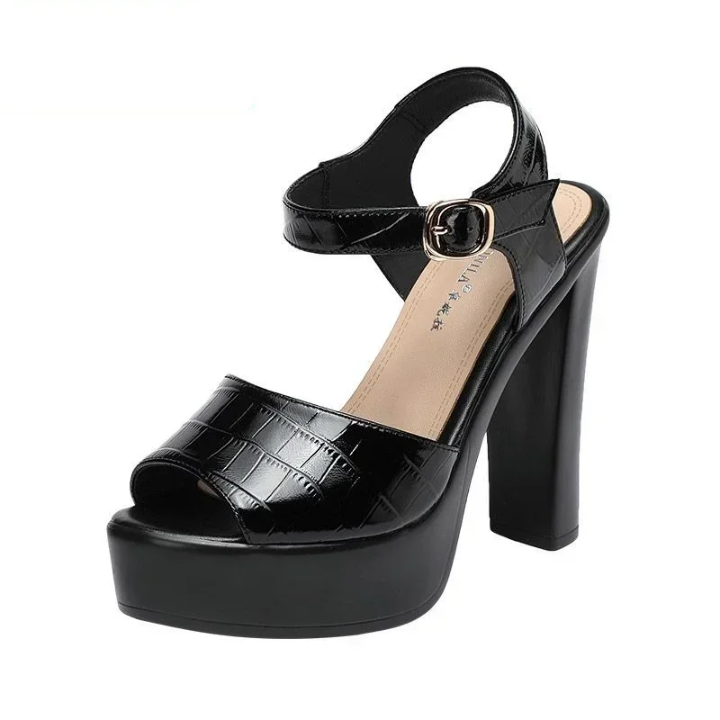Chunky Sneaker Platform - 10cm 13cm ファッション本革サンダル 厚底プラットフォームシューズ 夏 2025
