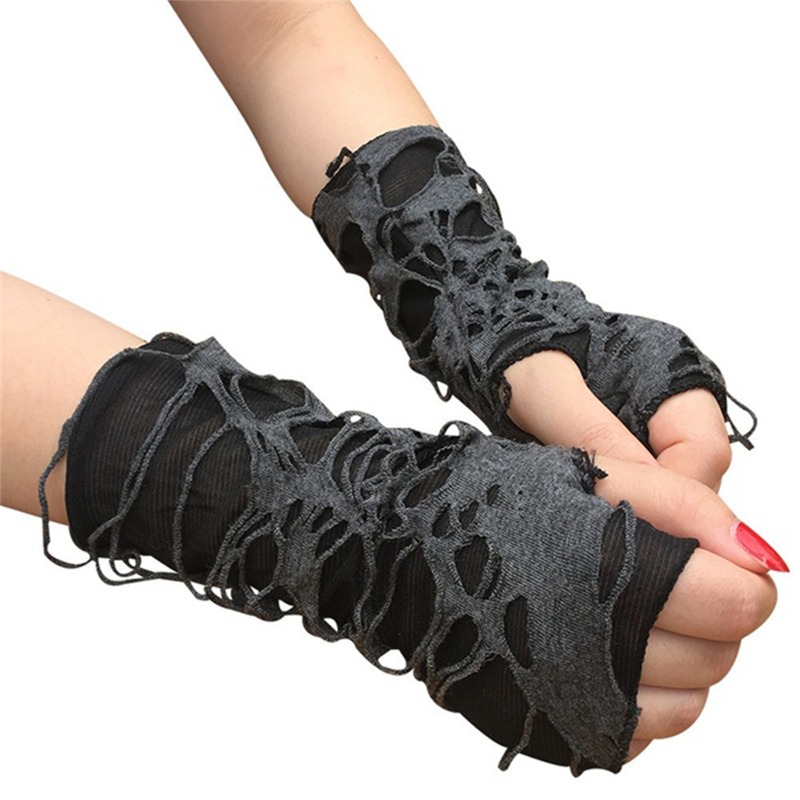 Street Fashion Gloves - ユニセックスゴシックブラックグローブ、指なしロンググローブ、女性男性用セクシーフェスティバルグローブ、ミトン、クラブウェア、ダンスコスプレアクセサリー