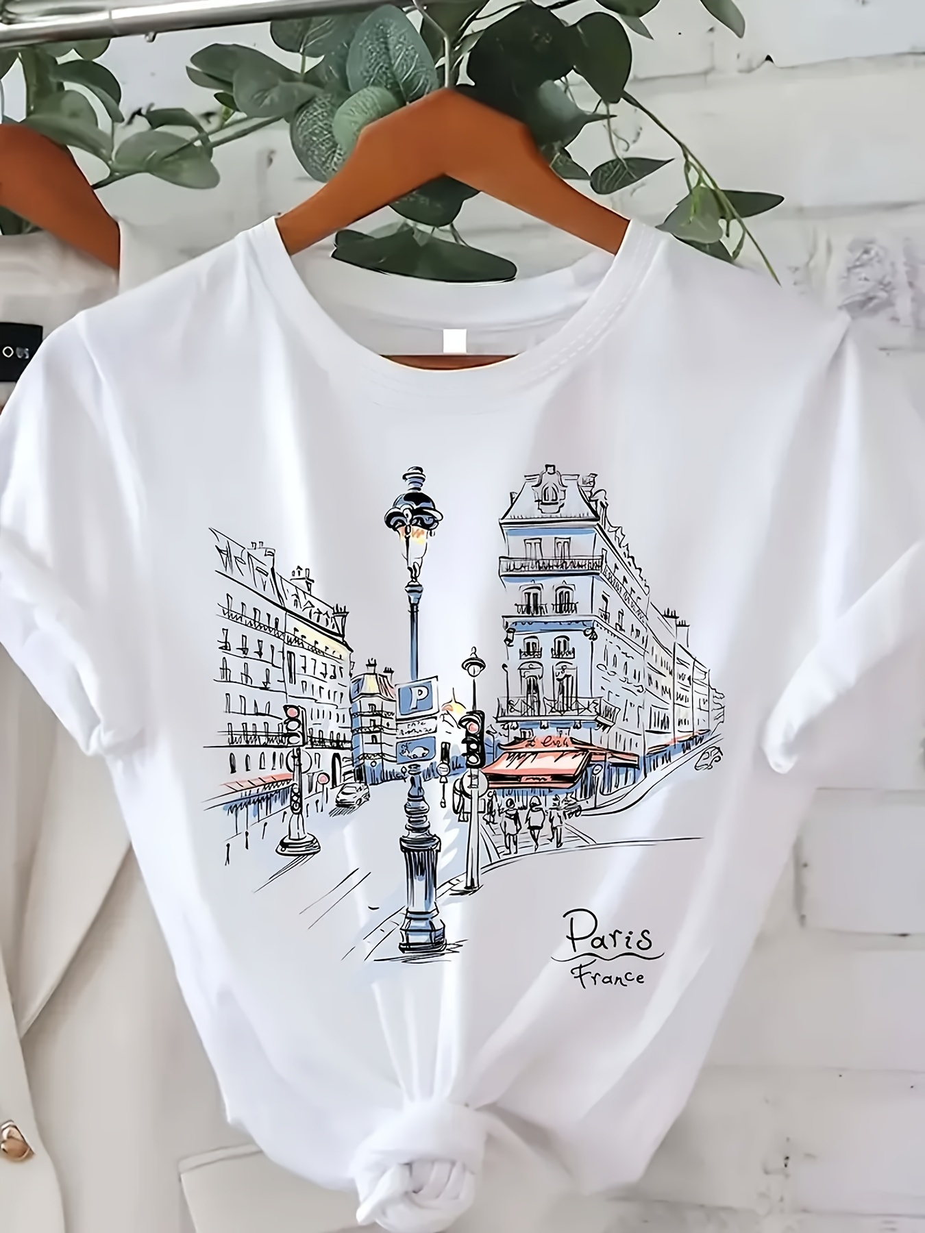 Street Fashion Paris - レディース パリ ストリート プリント Tシャツ 半袖
