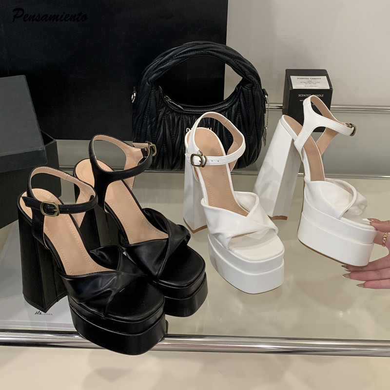 Chunky Sneaker Platform - スタースタイルのファッションダブルプラットフォームウェッジ女性グラディエーターサンダル夏 15 センチメートル超ハイヒール分厚いパーティードレスシューズサンダル