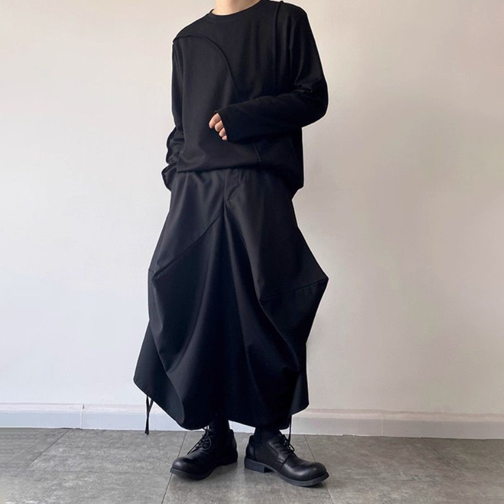 夏の新メンズ無地不規則なスカートパンツ中国のレトロなファッシ - Street Fashion In Chinese のレビューと価格