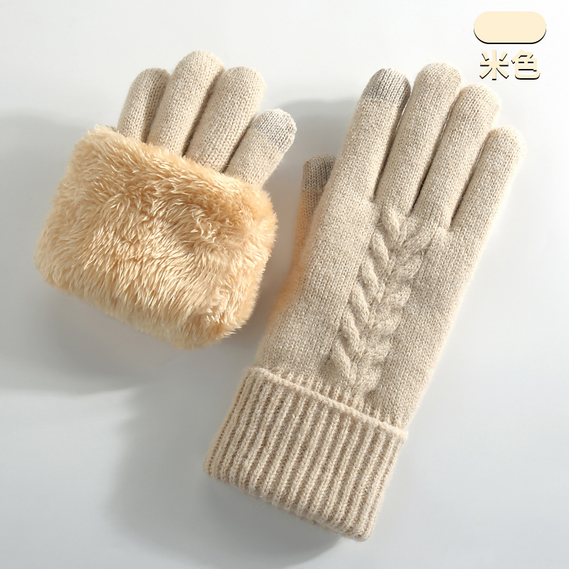 男女兼用ニット手袋 冬用 二重層 ベルベット 厚手 暖かい  - Street Fashion Gloves のレビューと価格