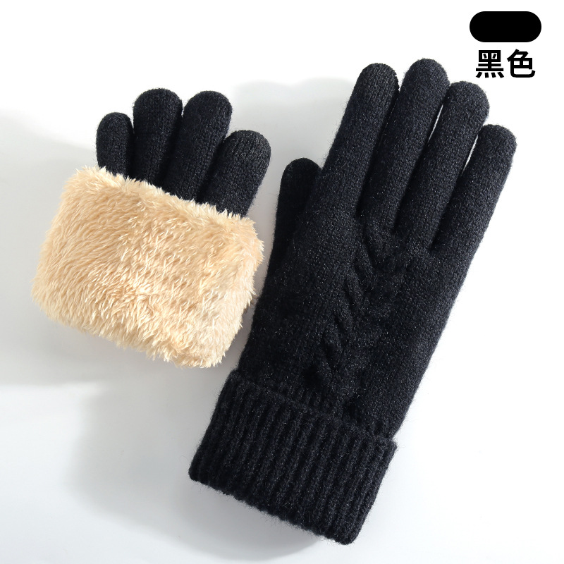 男女兼用ニット手袋 冬用 二重層 ベルベット 厚手 暖かい  - Street Fashion Gloves のレビューと価格