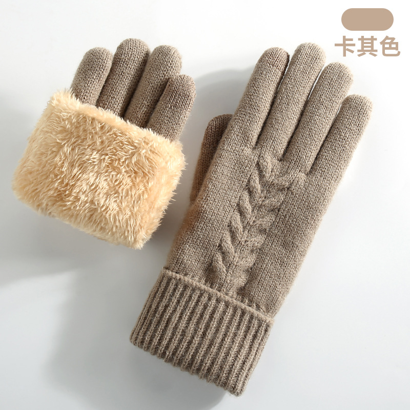 男女兼用ニット手袋 冬用 二重層 ベルベット 厚手 暖かい  - Street Fashion Gloves のレビューと価格