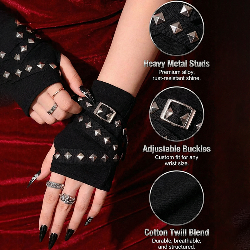 Y2K パーソナライズされたバックル付きパンクスタイルフィン - Street Fashion Gloves のレビューと価格