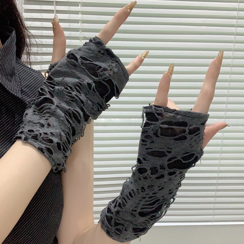 Yueqiuガールズ風オルタナティブファッション、破れ加工メ - Street Fashion Gloves のレビューと価格