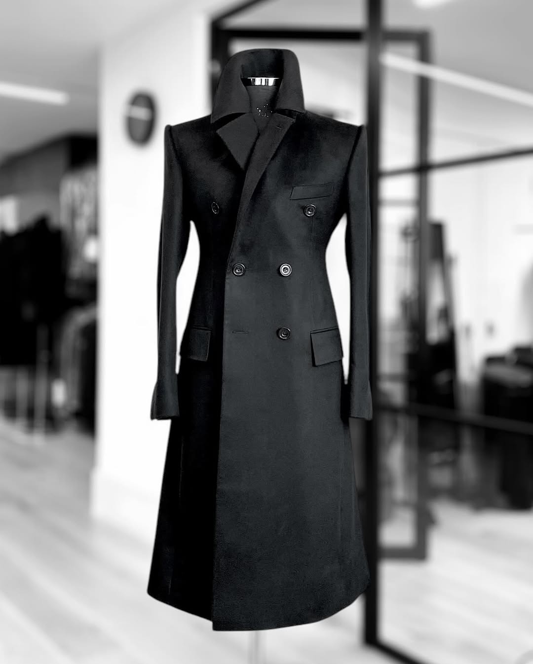 ファッションウールブレンドコート男性黒オーバージャケットオー - Street Fashion Shanghai のレビューと価格