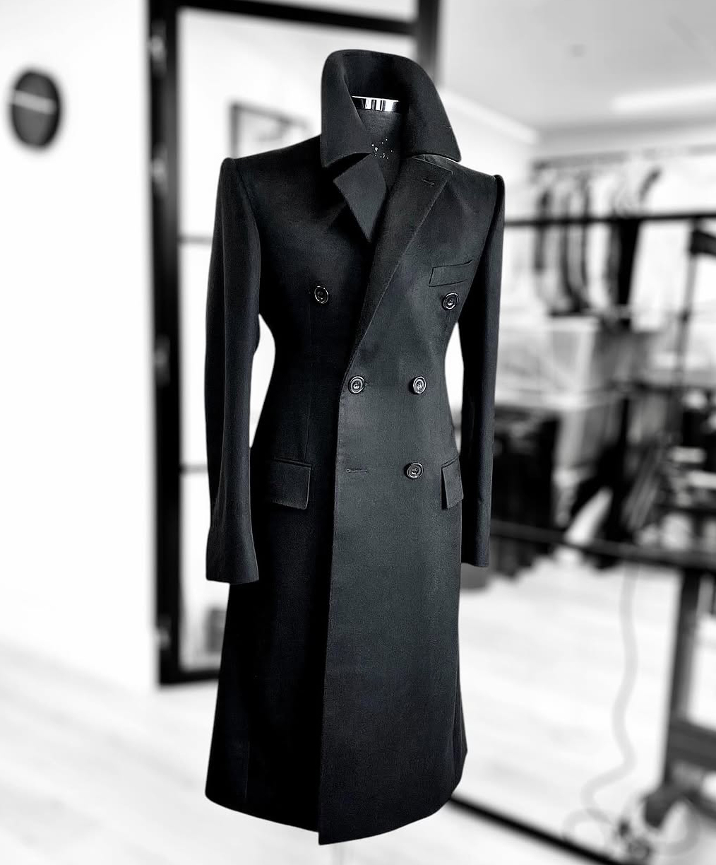 ファッションウールブレンドコート男性黒オーバージャケットオー - Street Fashion Shanghai のレビューと価格