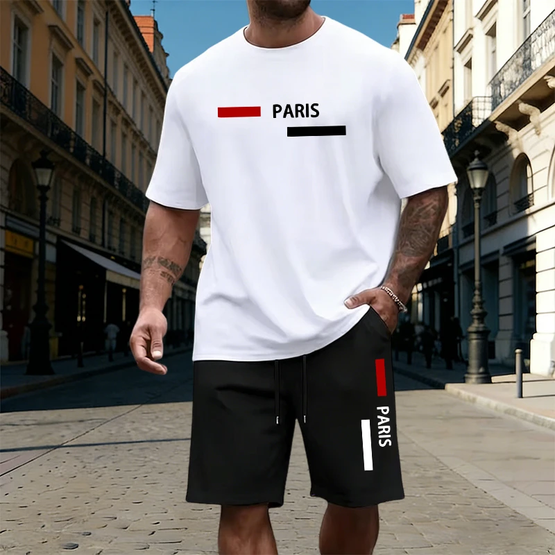2026年パリプリントメンズセット綿Tシャツと速乾ショーツ夏 - Street Fashion Paris のレビューと価格
