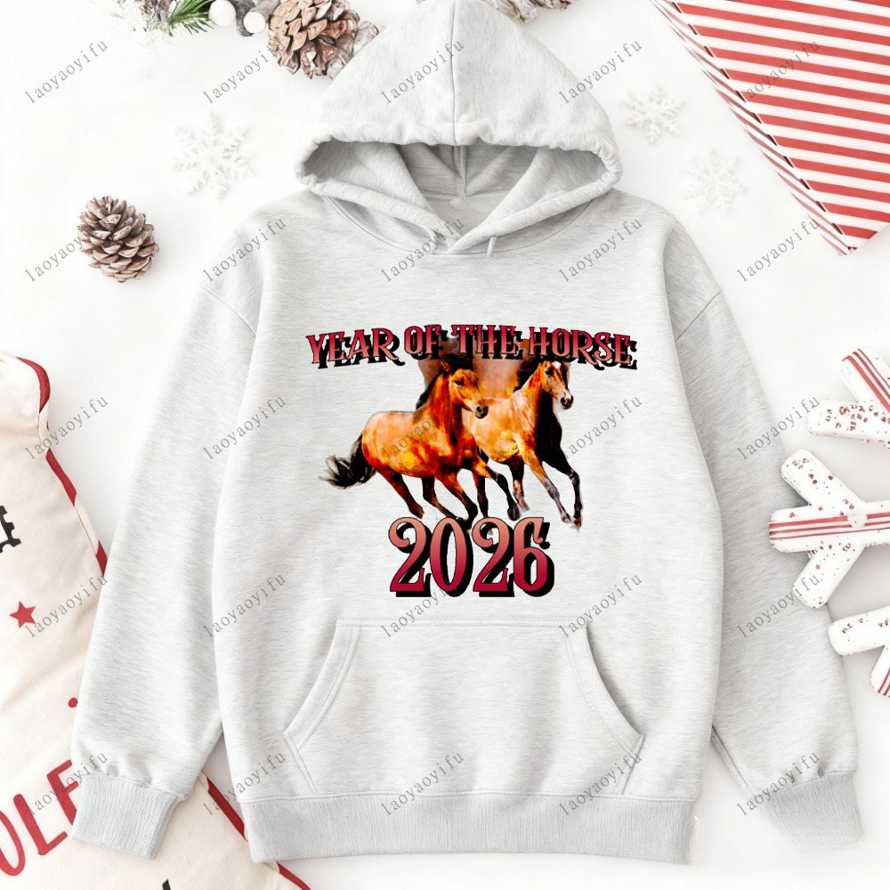 馬年 2026 中国の旧正月グラフィック パーカー ストリー - Street Fashion In Chinese のレビューと価格
