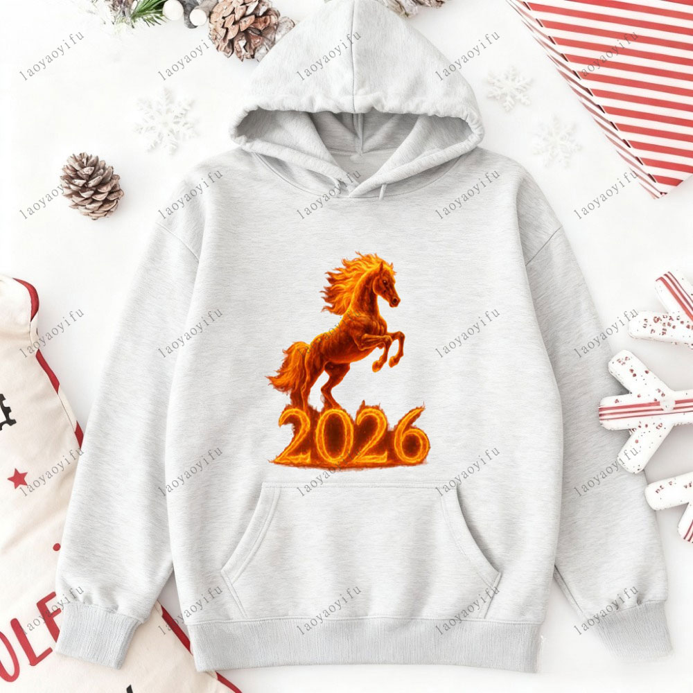 馬年 2026 中国の旧正月グラフィック パーカー ストリー - Street Fashion In Chinese のレビューと価格