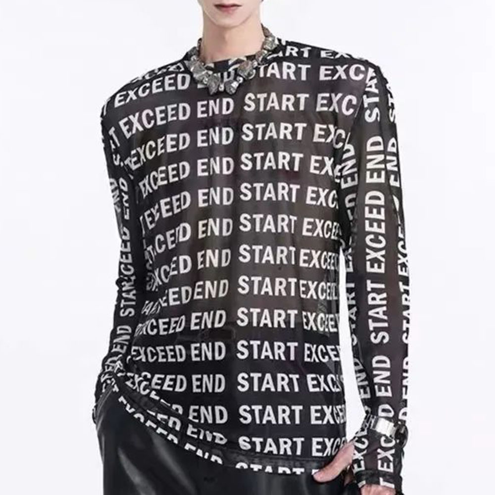 プリントニットのメンズ長袖Tシャツ,マカンハイストリートウェ - Street Fashion For Boy のレビューと価格
