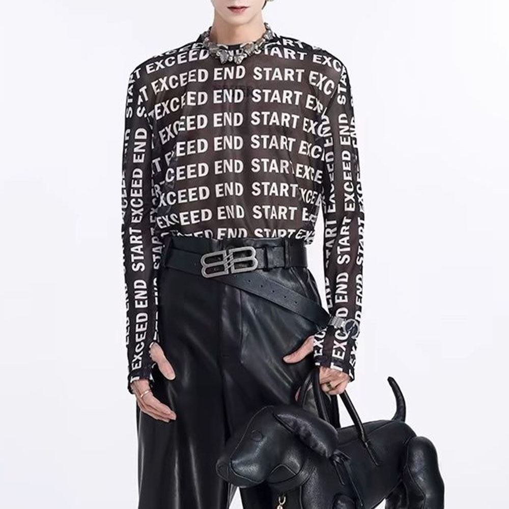 プリントニットのメンズ長袖Tシャツ,マカンハイストリートウェ - Street Fashion For Boy のレビューと価格