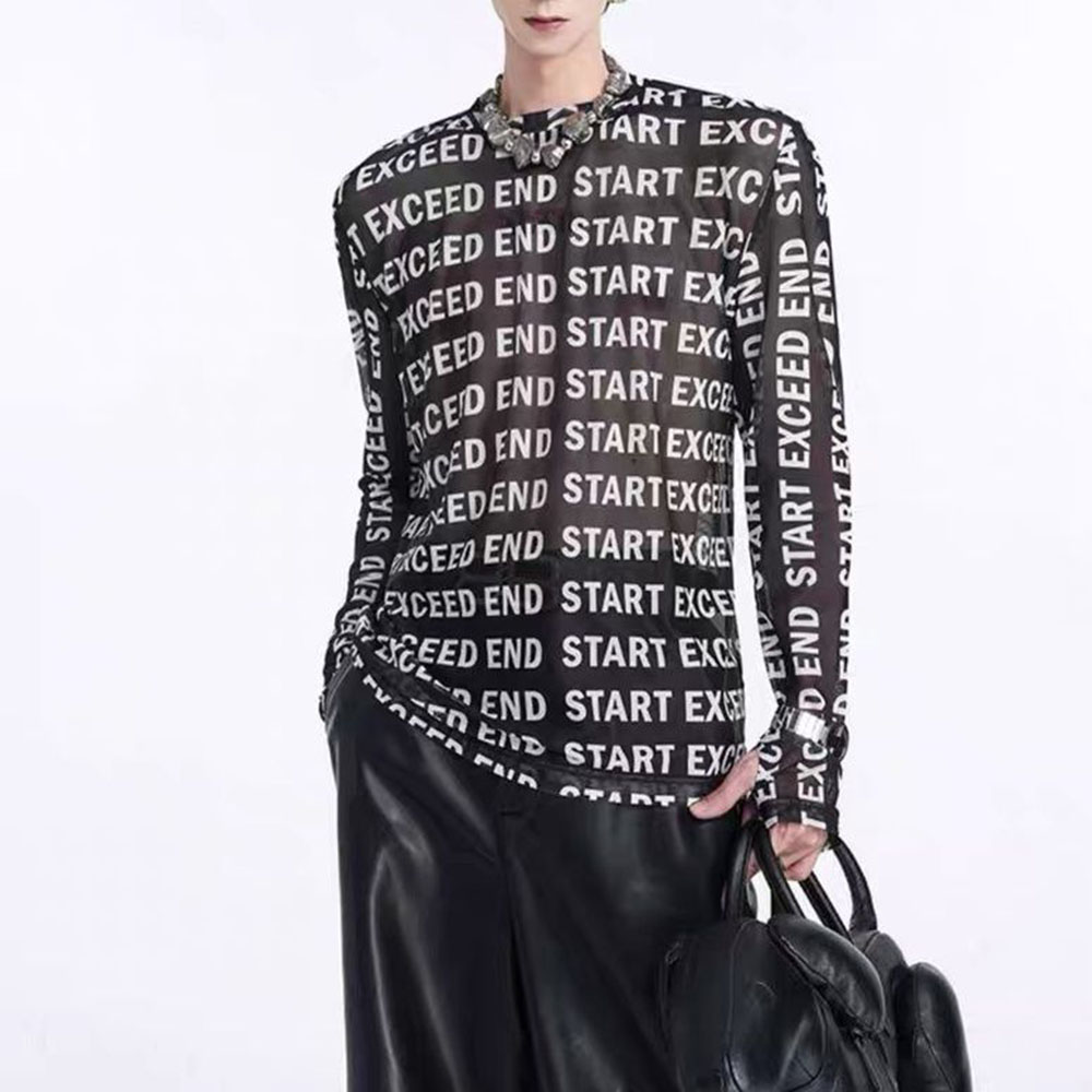 プリントニットのメンズ長袖Tシャツ,マカンハイストリートウェ - Street Fashion For Boy のレビューと価格