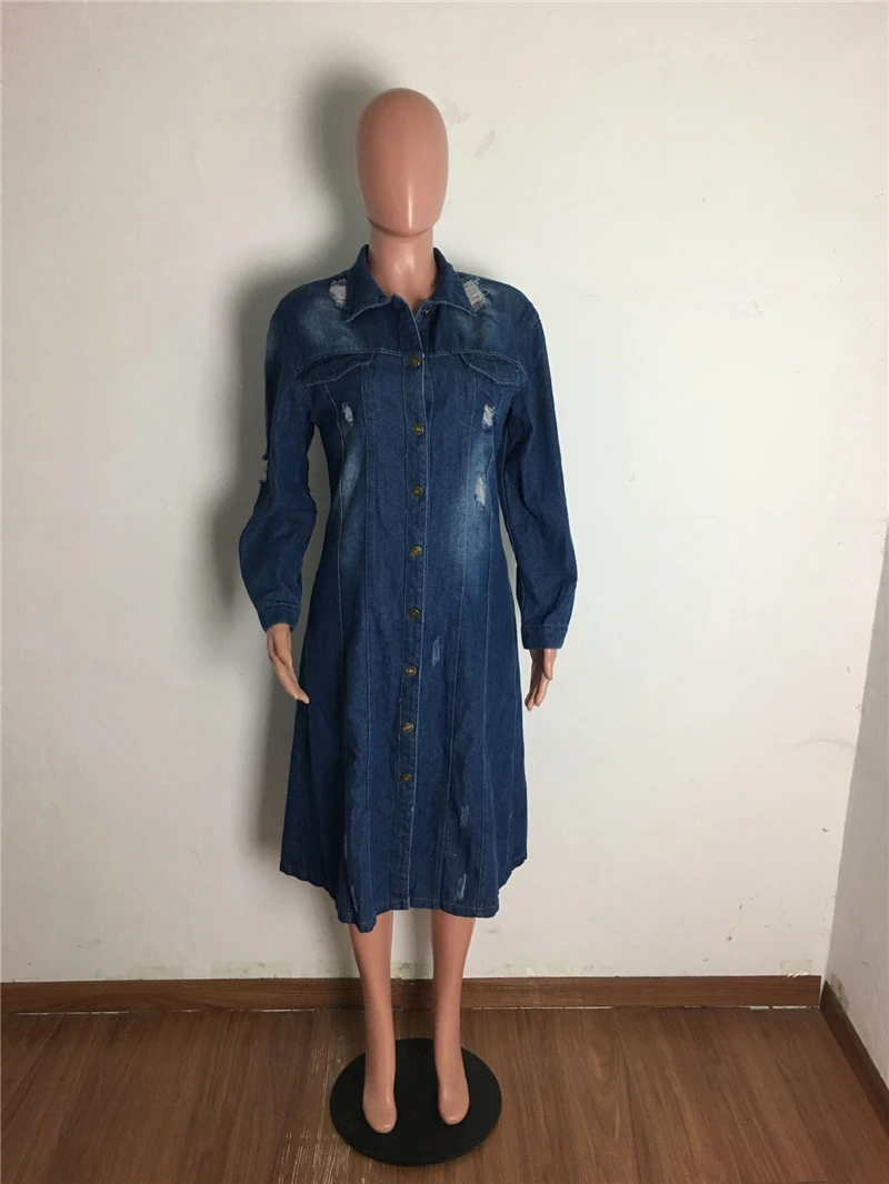新着ファッション穴綿 Autnmn 冬ロングデニムジャケット - Street Fashion Jeans Women のレビューと価格