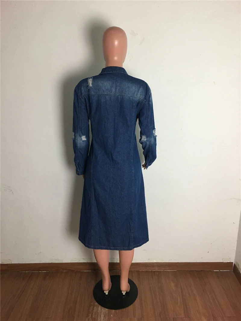 新着ファッション穴綿 Autnmn 冬ロングデニムジャケット - Street Fashion Jeans Women のレビューと価格