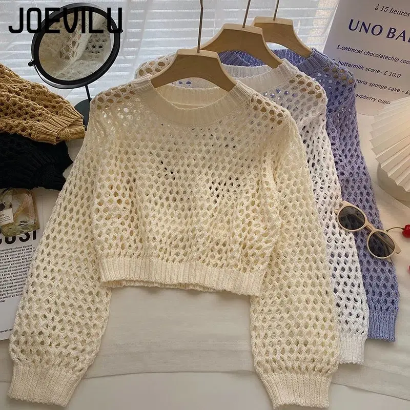 女性の長袖透かし彫りニットトップ,フィット感,カジュアルな韓 - Street Fashion In Korea のレビューと価格