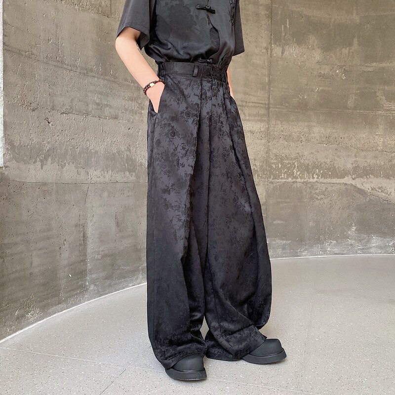 男性中国風ワイドレッグパンタロン男性トレンディなファッション - Street Fashion In Chinese のレビューと価格