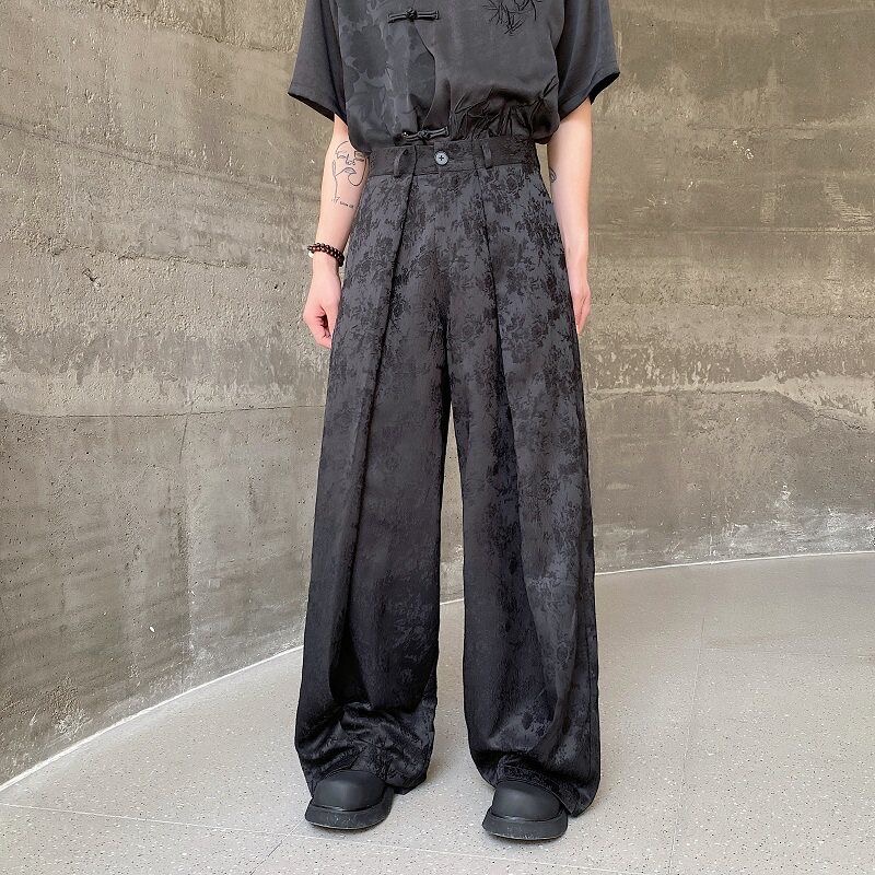男性中国風ワイドレッグパンタロン男性トレンディなファッション - Street Fashion In Chinese のレビューと価格