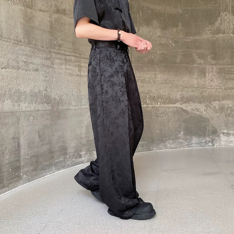 男性中国風ワイドレッグパンタロン男性トレンディなファッション - Street Fashion In Chinese のレビューと価格