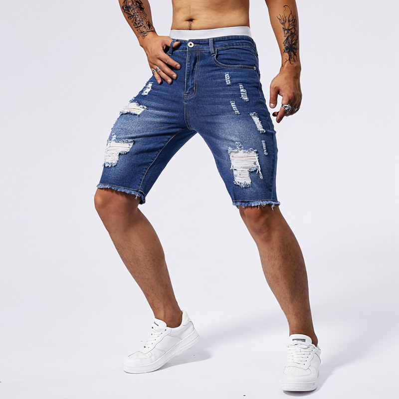 2025 夏の新メンズリッピングデニムショーツファッションヴ - Street Fashion Men 2025 のレビューと価格