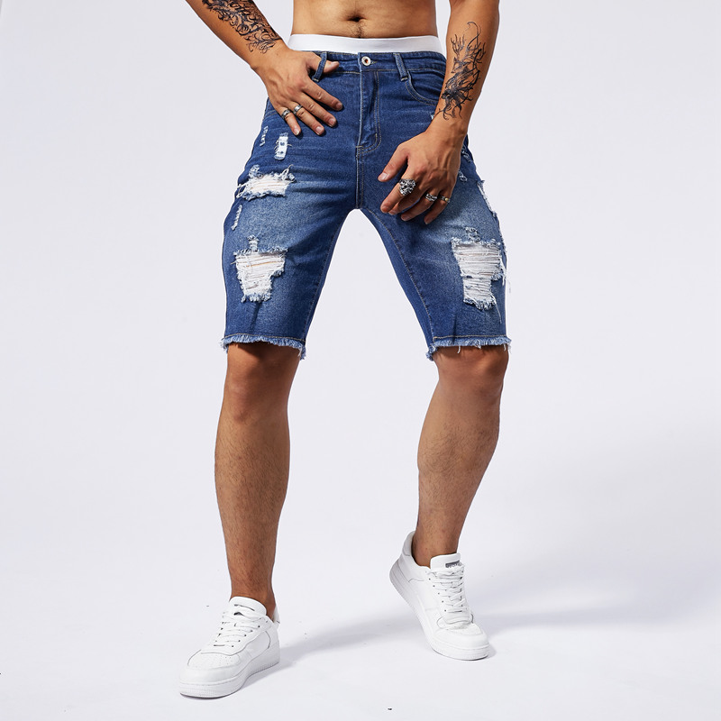 2025 夏の新メンズリッピングデニムショーツファッションヴ - Street Fashion Men 2025 のレビューと価格