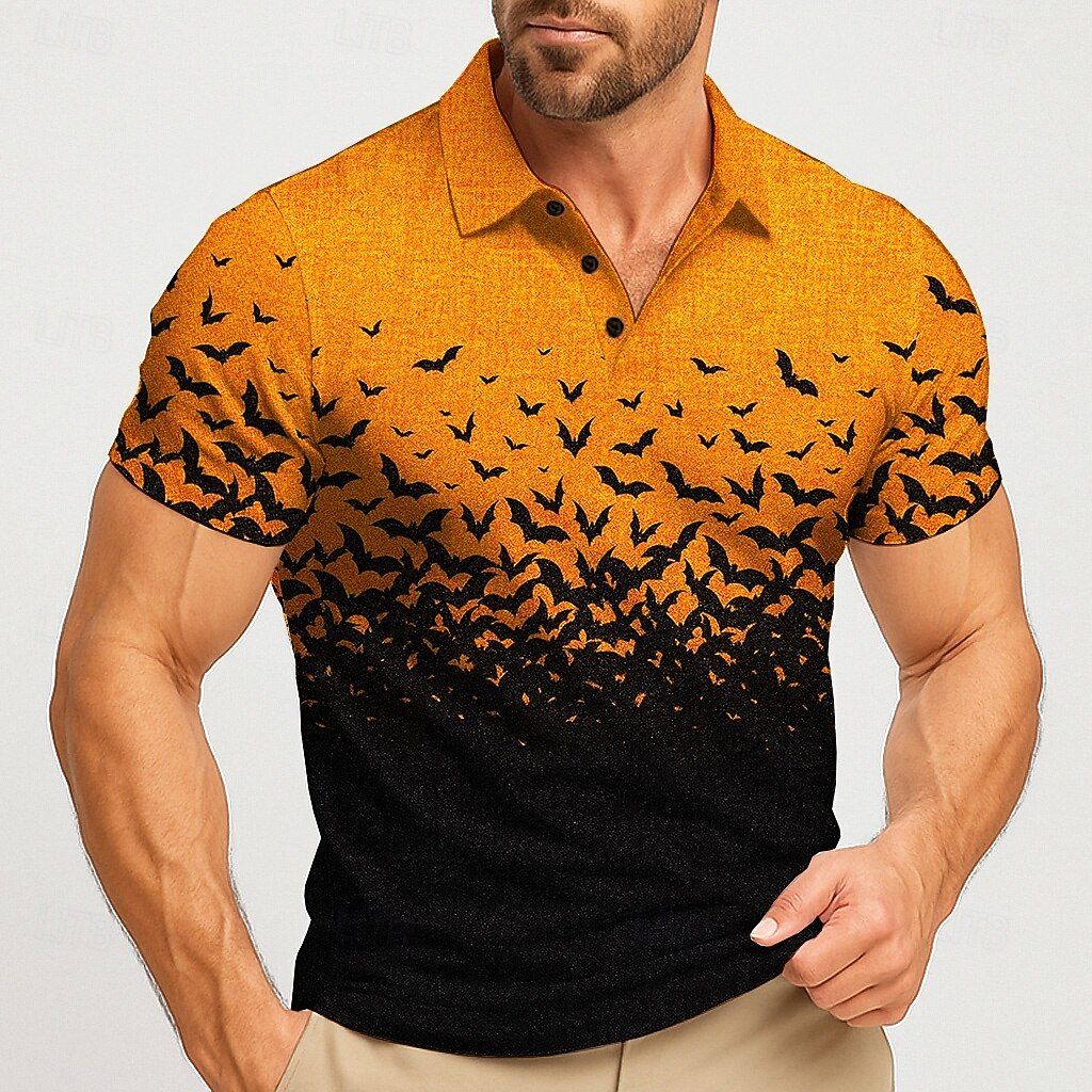 2025年ハロウィン メンズ バットファッション 半袖ポロシ - Street Fashion Men 2025 のレビューと価格