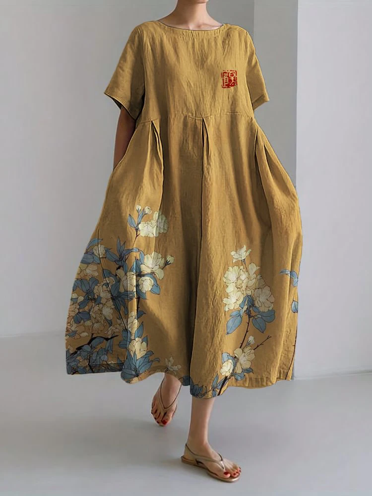 女性の秋のカジュアルルーズドレスフラワープリントラウンドネッ - Street Fashion Shanghai のレビューと価格