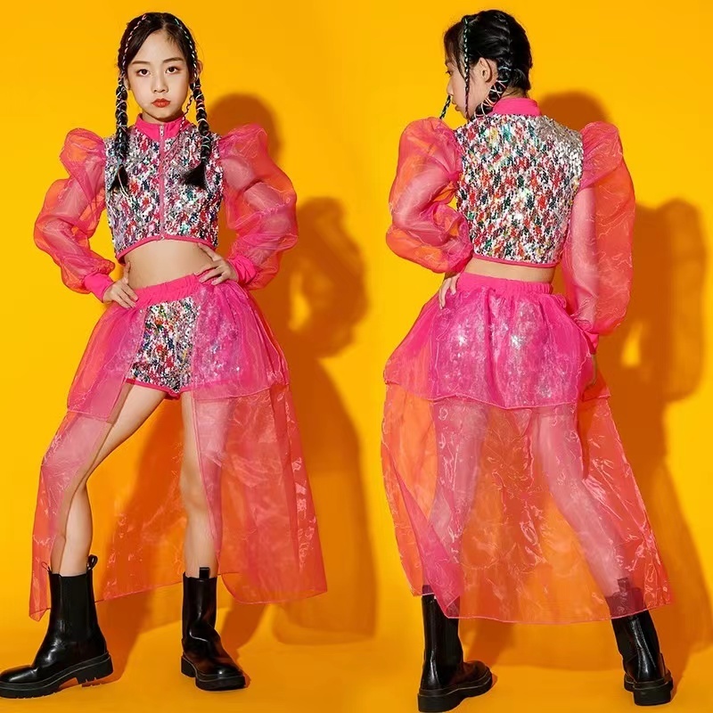 女の子用ジャズダンス衣装 スパンコール付きパフォーマンス衣装 - Street Fashion Online のレビューと価格
