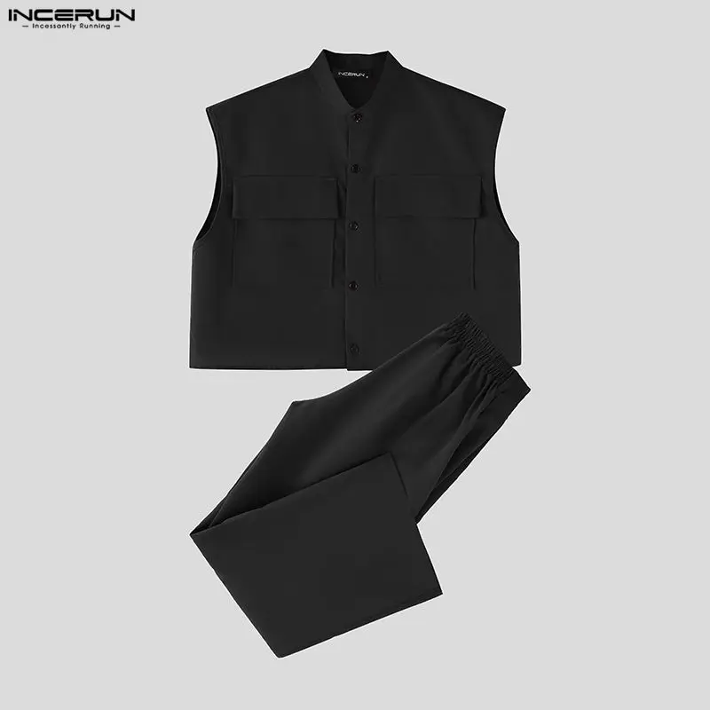 INCERUN 男性セット固体ノースリーブクロップトップスシ - Street Summer Fashion のレビューと価格