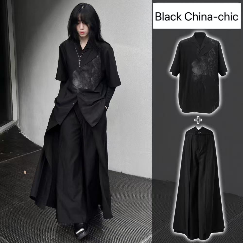 クールな黒の新しいチャイナ風コスチューム、夏の半袖トップスシ - Street Fashion In Chinese のレビューと価格