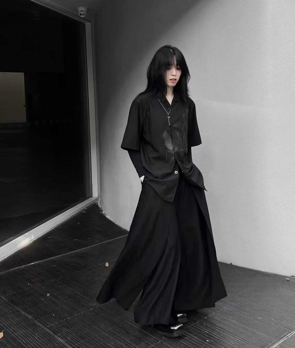 クールな黒の新しいチャイナ風コスチューム、夏の半袖トップスシ - Street Fashion In Chinese のレビューと価格