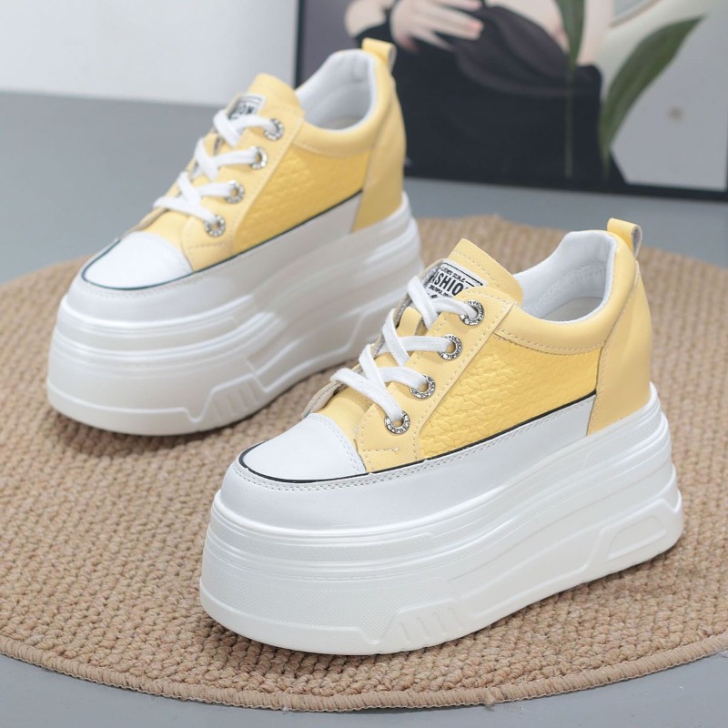 2026年新作 10cm 本革 快適 通気性のある隠しヒール - Chunky Sneaker Platform のレビューと価格