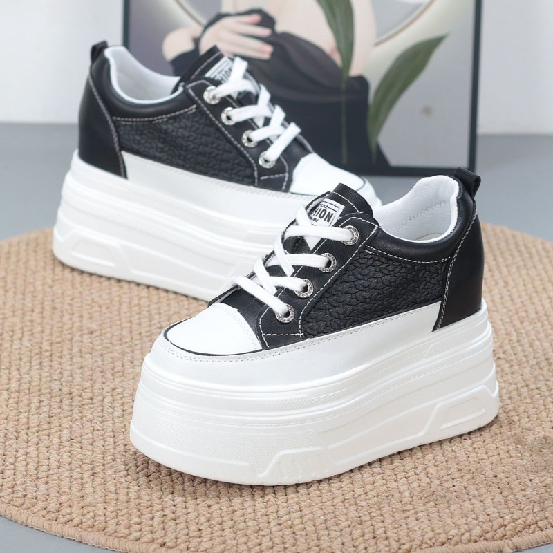 2026年新作 10cm 本革 快適 通気性のある隠しヒール - Chunky Sneaker Platform のレビューと価格