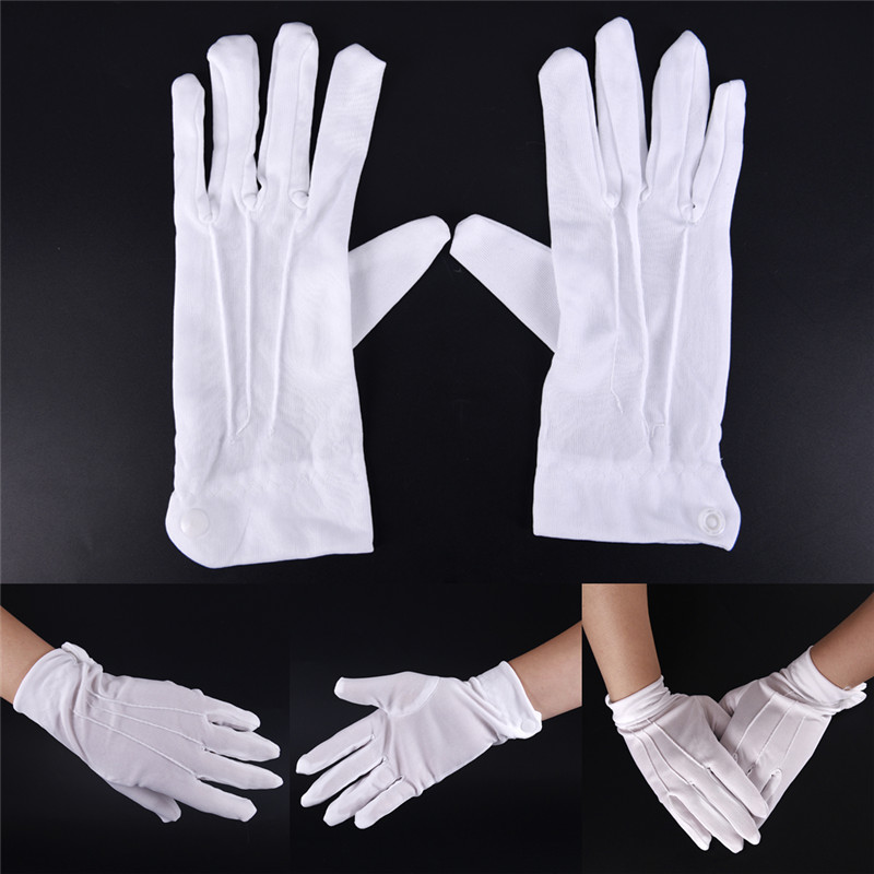 1 ペア白フォーマル手袋男性白綿制服手袋タキシード名誉ガード - Street Fashion Gloves のレビューと価格
