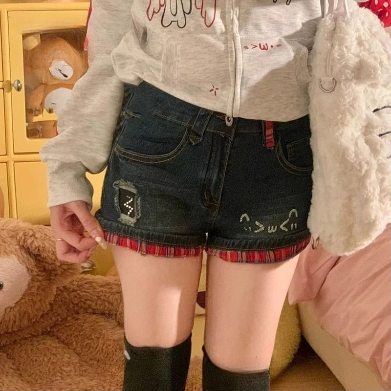 アメリカンヴィンテージショートジーンズ女性カジュアルローウエ - Street Fashion Jeans Women のレビューと価格