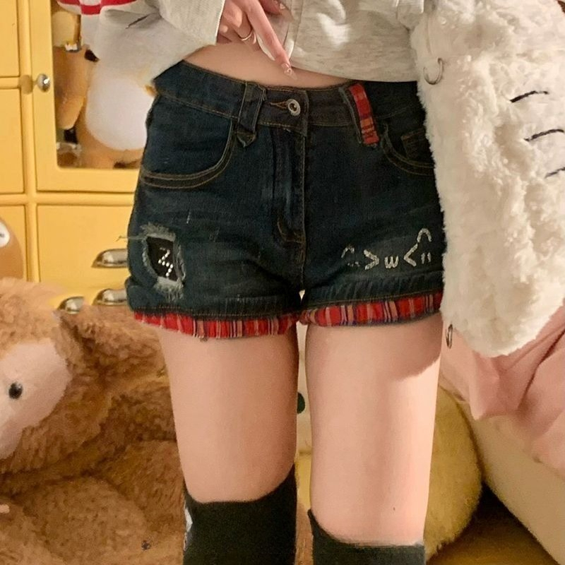 アメリカンヴィンテージショートジーンズ女性カジュアルローウエ - Street Fashion Jeans Women のレビューと価格