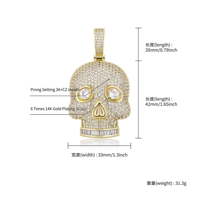アイスアウトスカルペンダントネックレス マイクロパヴェCZ  - Fashion Street Singapore のレビューと価格