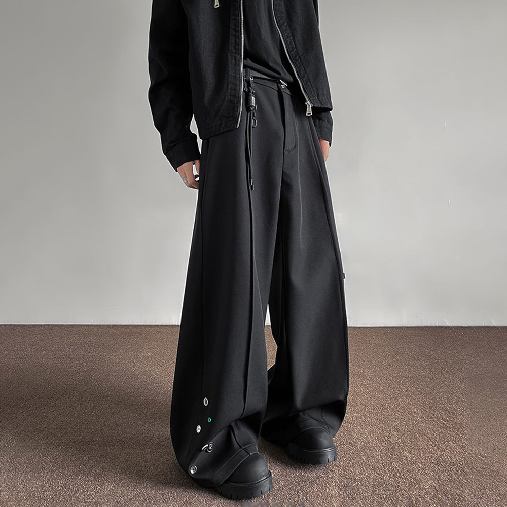 メンズズボンボタン装飾薄型カジュアルパンツ春秋ストリートウェ - Street Fashion Men 2025 のレビューと価格