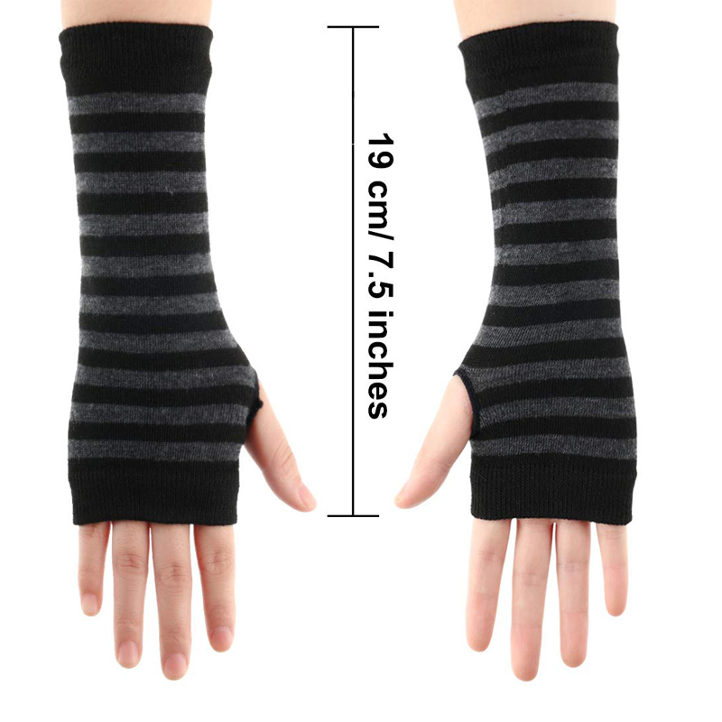 Y2K パンク長袖手袋男性女性用指なしストライプヒップホップ - Street Fashion Gloves のレビューと価格