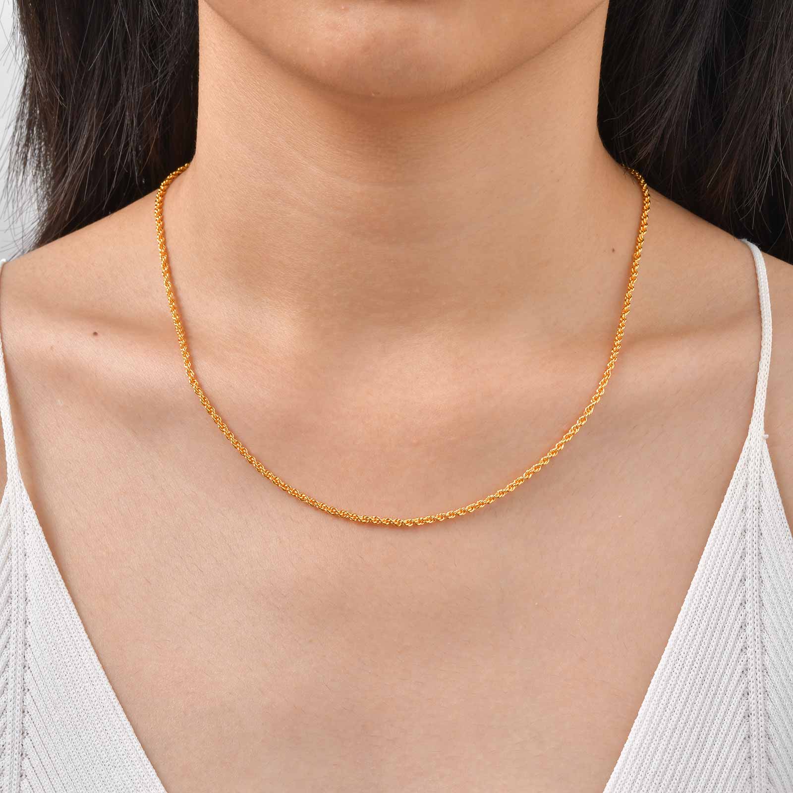 ヒップホップ 2mm ツイストロープ 24K金メッキネックレ - Fashion Street Singapore のレビューと価格