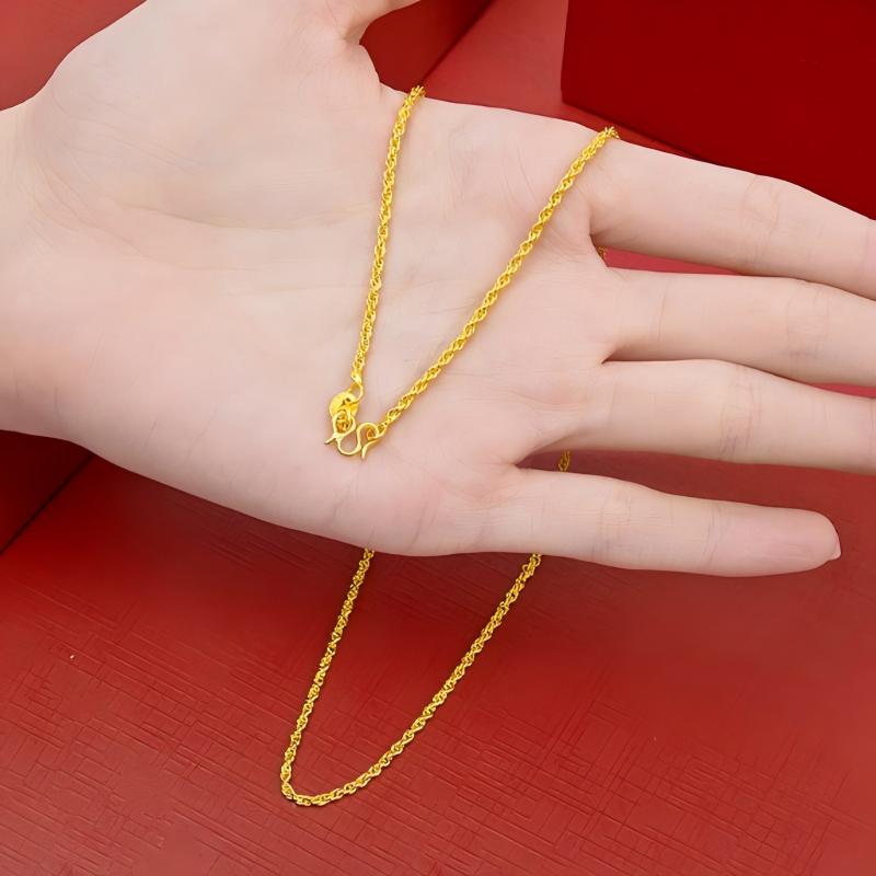 ヒップホップ 2mm ツイストロープ 24K金メッキネックレ - Fashion Street Singapore のレビューと価格