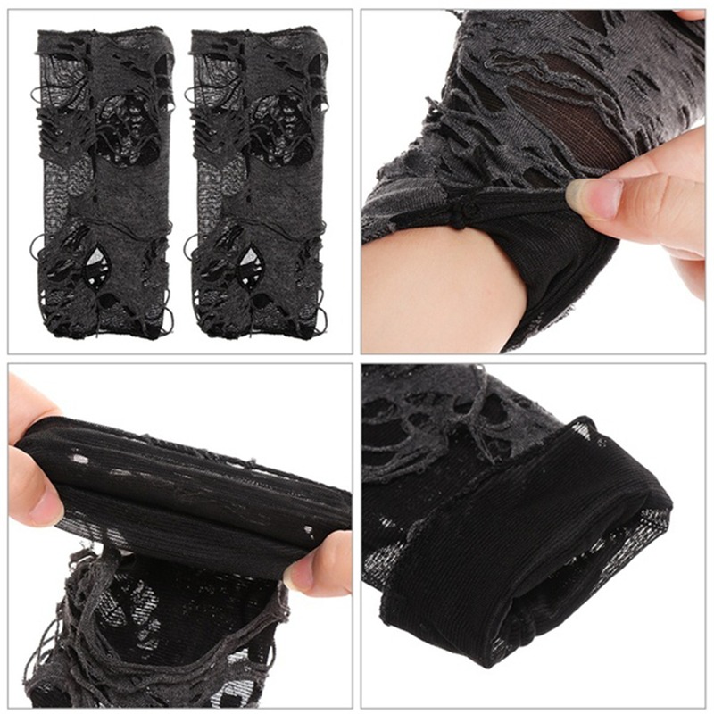 ユニセックスゴシックブラックグローブ、指なしロンググローブ、 - Street Fashion Gloves のレビューと価格