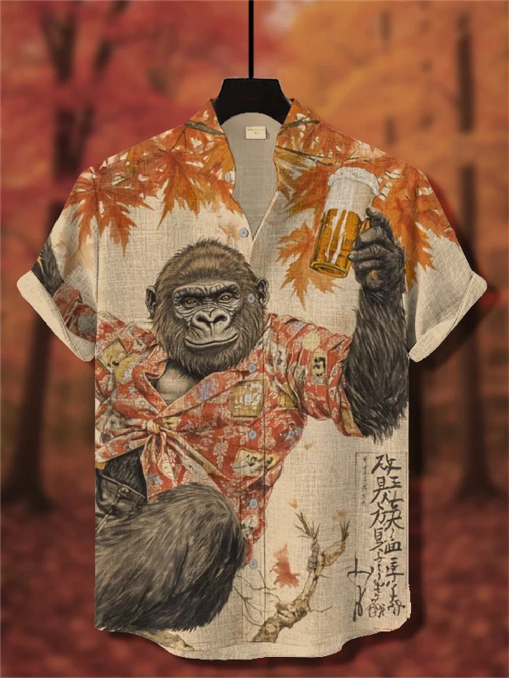 メンズサマーリネンシャツ半袖スタンドアップカラープリントスト - Street Fashion Shanghai のレビューと価格