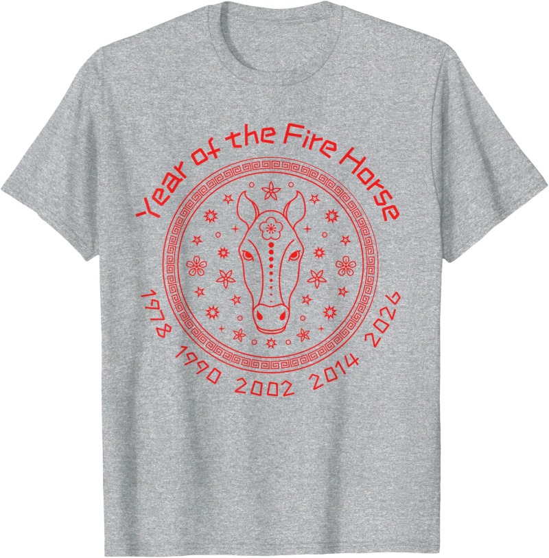 中国の旧正月 火馬年 2026 Tシャツ クルーネック 半袖 - Street Fashion In Chinese のレビューと価格